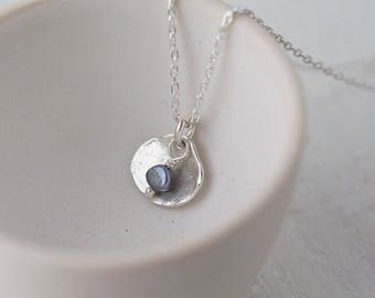 Sterling Silver Pearl Necklace, Women's Jewelry Gift for Women, Gray Pearl Jewelry, Handmade Jewelry by Burnish