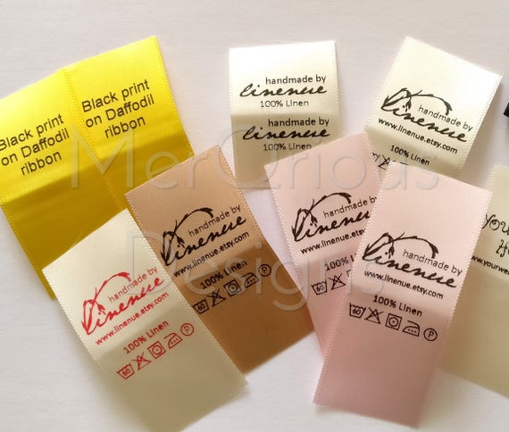 Satin Labels. Clothing Labels. Colour Ribbon 1 wide.