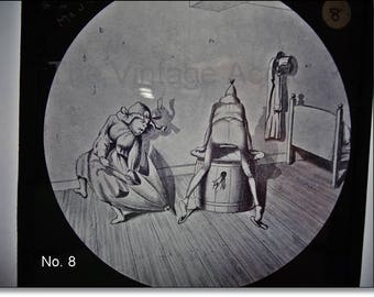 Magic Lantern Slide, Victorian Glass Slides, Victorian Toys, Mr. & Mrs. Brown and the Mouse, Lantern Slides No. 8
