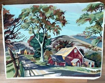 1952 "Going Home" Country Road Barn Paint By Number Painting