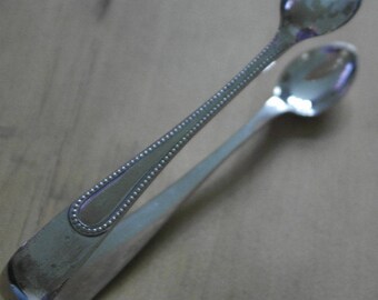 antique silver plate dot decoration sugar tongs