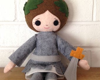 Catholic Saint Doll - St. Joan of Arc - wool felt blend