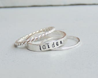 ring name personalized dainty custom rings stackable mom children gift