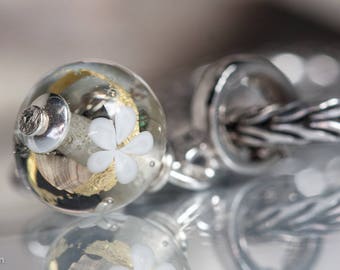 GlassBonBon Dangle SRA Lampwork Bead fits all kinds of european charm bracelets BHB sterling silver