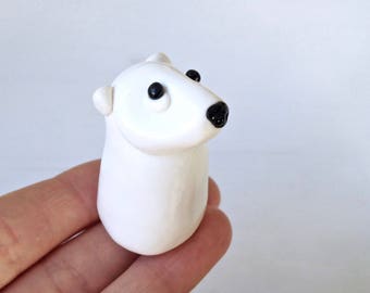 Polar Bear Figurine Handmade Gift Polymer Clay Totem For Any Animal Lover
