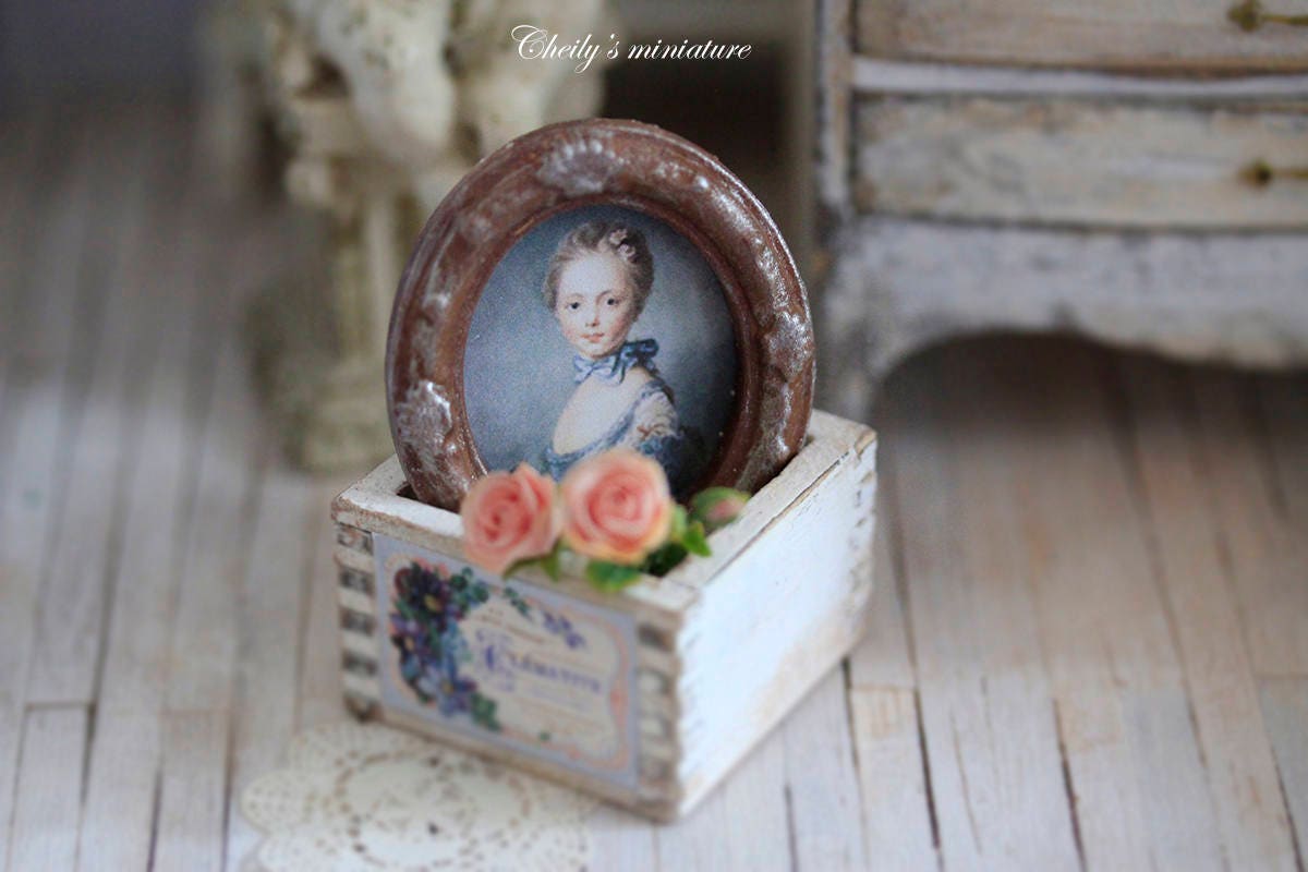 Miniature Frame Art Portrait Of A Lady In Antique Frame