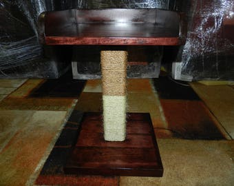 Wood cat tower, Cat Perch, Cat Tree, Sisal rope, Shelf Tray, Elevated cat stand, Cat Bed, scratching post Free US Shipping!
