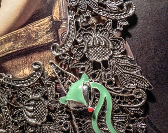 Silver bib necklace lace gypsy Bohemian color ♠Fox♠