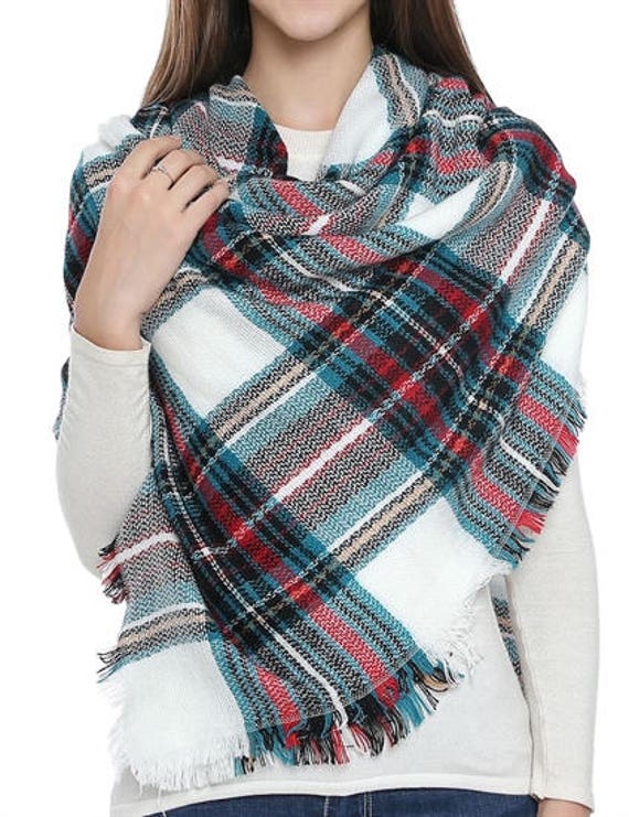 Shelle's Plaid Blanket Scarf Winter Scarf Wool blanket
