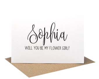 Personalised Flower Girl Card | Wedding Card | Black Script Writing | WED061 | Will you be my Flower Girl Card | Personalised Wedding Card