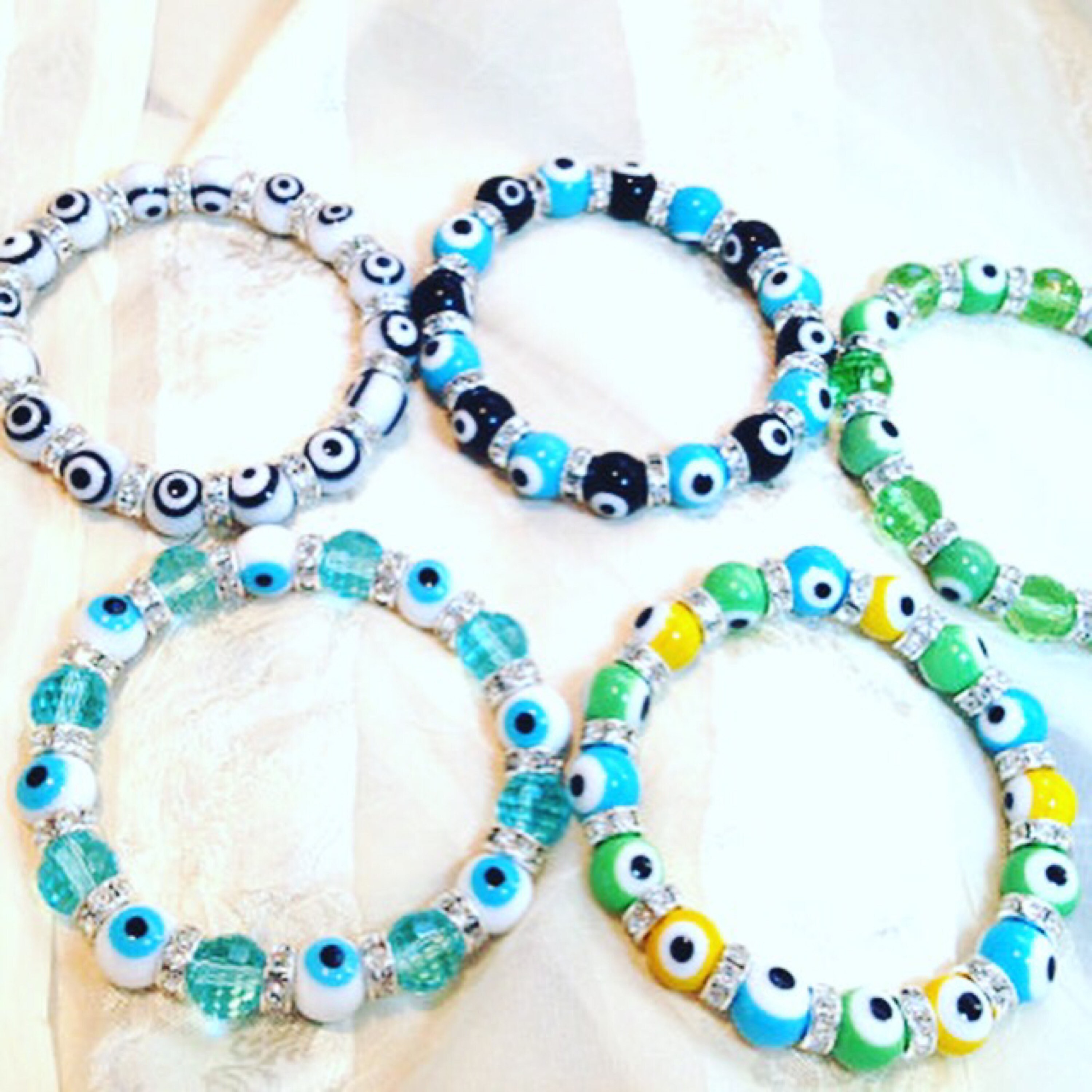 Unisex Evil Eye Bracelets W/ Crystals Stretch Bracelets One