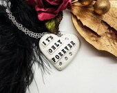 Labyrinth Necklace, valentine gift, white heart necklace, It's Only Forever, David Bowie, Wedding, Crystals, Jareth The Goblin King