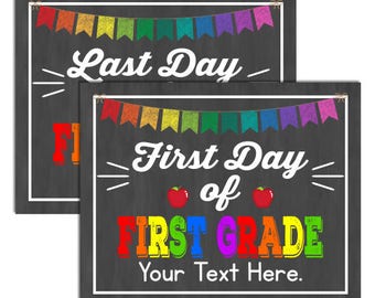 First Day of First Grade School Sign, INSTANT DOWNLOAD and Editable