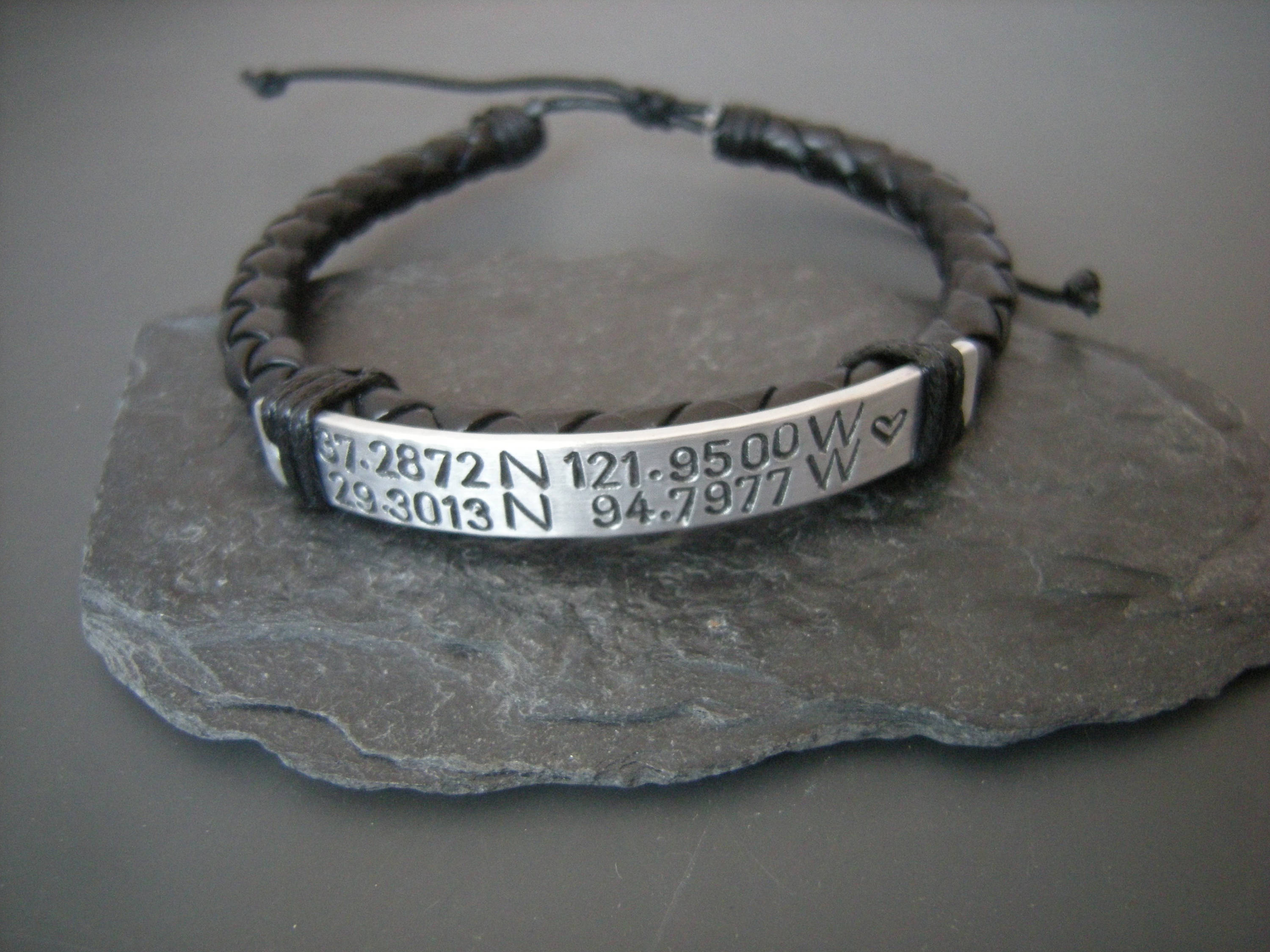 Boyfriend gift GPS coordinates bracelet Mens bracelet