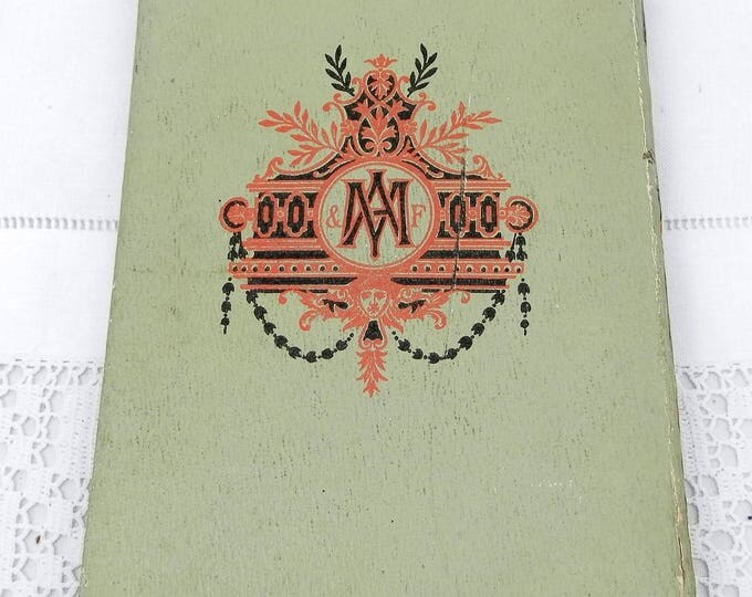 Antique French Child's Decorative Green Covered Novel with Red and Gold Flower Pattern Printed in 1910 Rose Fermont by Mme Vattier