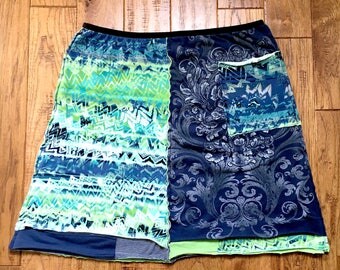 Upcycled, Wearable art, altered wearables, upcycled clothing, festival clothing, bohemian gypsy hippie urban skirt, recycled repurposed
