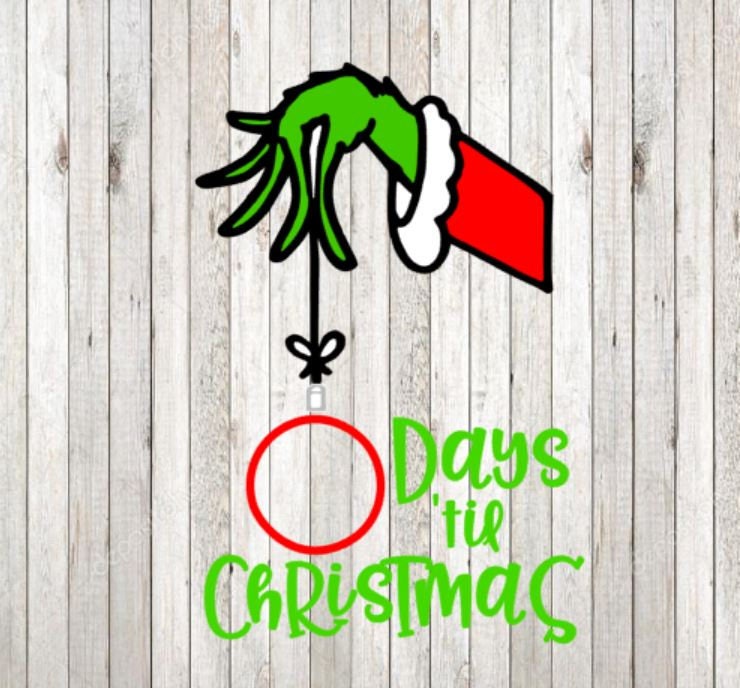 Download DIGITAL FILE Grinch Hand Christmas Countdown SVG Jpeg and