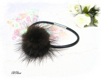 black fur leather bracelet * BR636