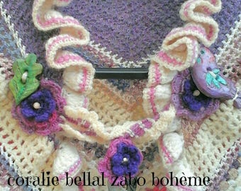 Châle tricoté main crochet-châle femme en laine-châle unique fait-main-chauffe-épaules-couvre-épaules