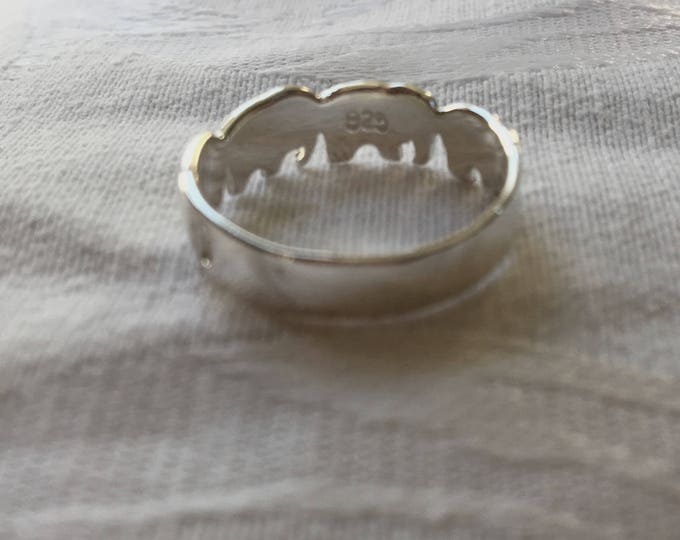 Sterling Elephant Ring, Parade of Four Elephants, Vintage Elephant Jewelry, Size 7 Ring