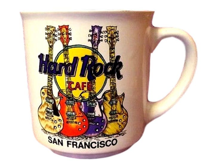Hard Rock Cafe, San Francisco, Authentic Mug, Mug With Guitars, Gift For Christmas, Vintage Coffee Cup, Vintage Mug