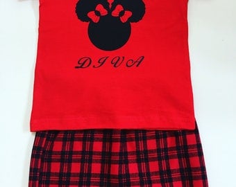 Girls Red Flannel Skirt Set, Girls Red Flannel Skirts, Girls Custom Tee Shirts, Girls Red Plaid Skirts, Girls Custom Tee Shirts, Red Skirts