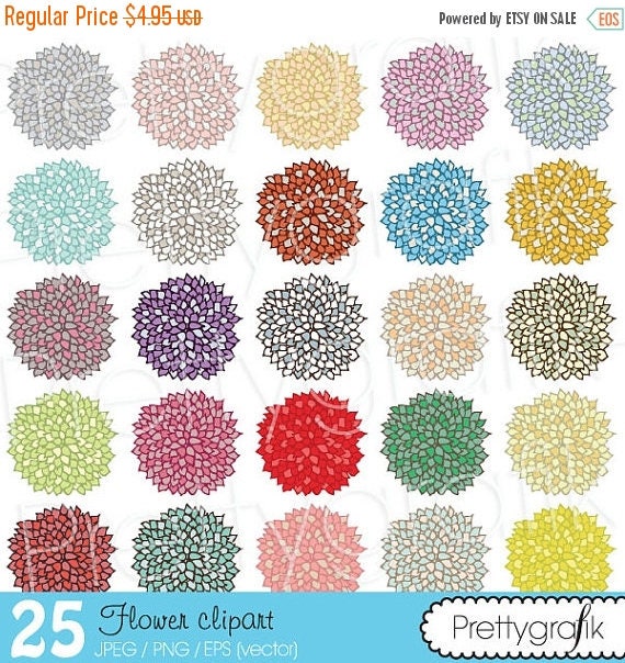 80% OFF SALE 25 flower clipart commercial use, vector graphics, digital clip art, digital images - CL499 Il_570xn