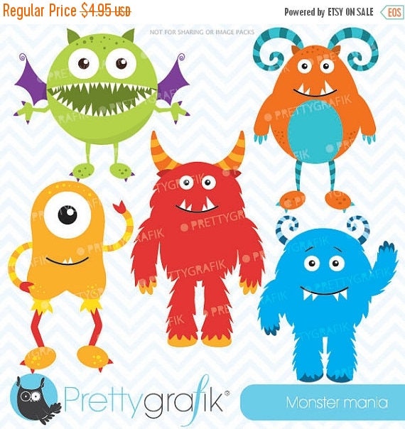 80% OFF SALE monster clipart commercial use, vector graphics, digital clip art, digital images - CL546 Il_570xn