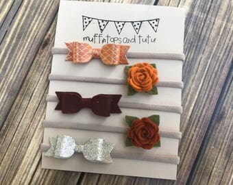 Fall nylon headband set - READY TO SHIP - Glitter, felt and faux leather