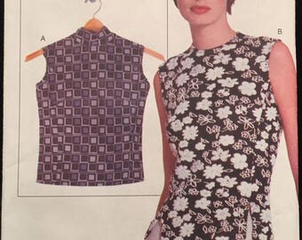 Vogue Elements Misses'/Misses' Petite Sleeveless Top with Princess Seams, 2 Necklines, Button Back Sizes xs-xl (6-22) UC/FF Pattern 9613