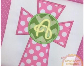 ON SALE Monogram Cross Machine Embroidery Applique Design