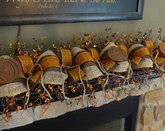 Fall Garland, Mantle Garland, Mantel Garland, Berry Garland, Fall Decoration, Pumpkin Decor, Burlap Garland