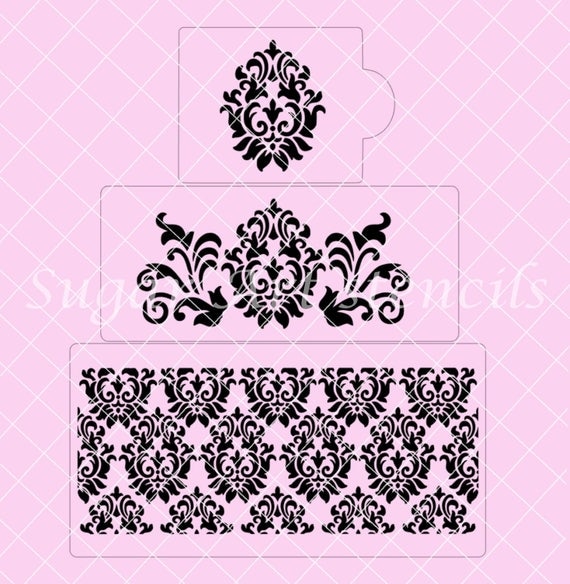 wedding damask cake stencils 3 pieces sl20247d