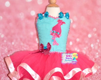 Inspired by Trolls Poppy Tutu Ribbon Dress/Trolls Tutu/Trolls Dress/Poppy Costume/Halloween Costume/Pageant Wear/Character Tutu Dress