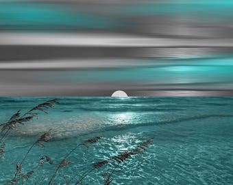 Teal Coastal Beach Decor Bathroom Bedroom Modern Artwork Gray Home Matted Teal Coastal Beach Decor Bathroom Bedroom Modern Artwork Gray Home Matted