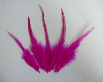 Magenta pink feathers. dyed rooster feather. 3-5inches. 8-13cm
