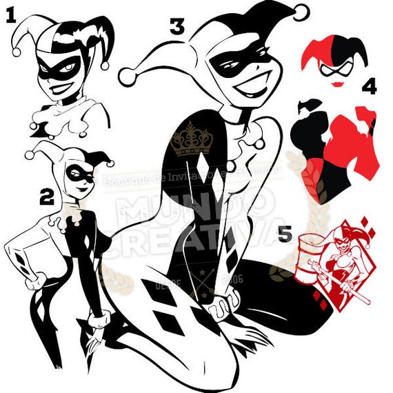 Download Harley Quinn Bundle SVG EPS DFX Cutfiles Silhouette Cameo
