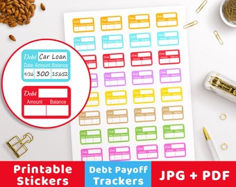 Debt Payoff Planner Stickers, Debt Tracker Stickers, Printable Stickers, Debt Payoff Tracker, Debt Snowball, Financial Sticker, Debt Planner