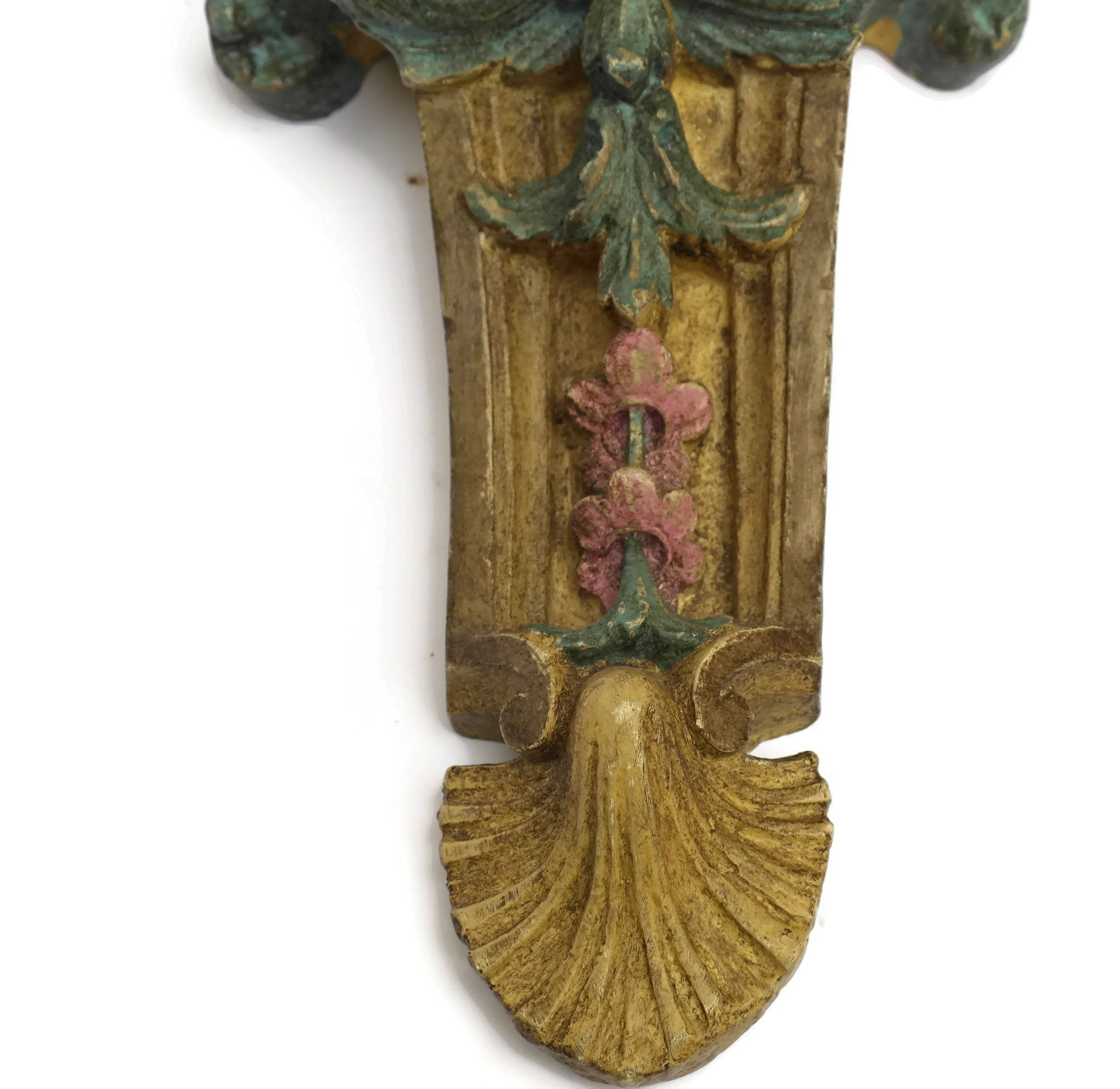 Antique Wall Console Shelf. Virgin Mary Statue Display Stand.