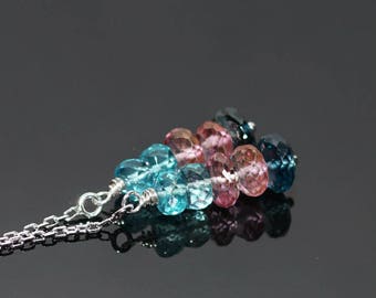 Pink topaz ear threads, apatite ear threaders, London Blue topaz threaders, apatite earrings, London Blue topaz earrings, silver ear threads