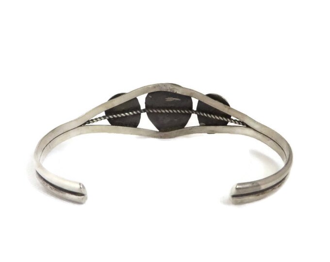 Navajo Bear Paw Cuff, Sterling Silver Turquoise Cuff, Vintage Shadowbox Cuff, Native American Bracelet, FREE SHIPPING