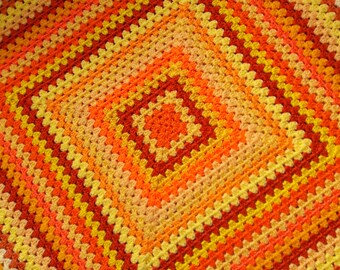 Yellow Crochet Baby Blanket Orange Crochet Baby Afghan Blanket READY TO SHIP