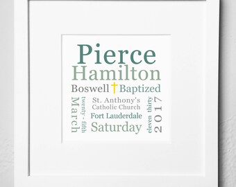 Personalized Baptism Plaque / Print Options / Baptism Gift / Baptism Keepsake / Baptism Memento / Baptism Gift - Girl / Baptism Gift - Boy