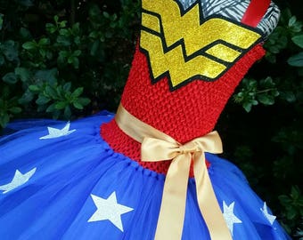 Wonder Woman Inspired Tutu Dress, Wonder Woman Costume, Wonder Woman Party, Wonder Woman Tutu, Halloween Tutu Dress, Birthday Tutu Dress