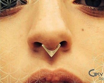 Silver septum ring, tribal septum,body jewelry, ethnic septum, piercing,925 septum, gift for her, helix, tragus,