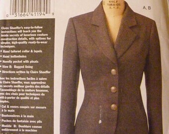 ON SALE 35% OFF Claire Shaeffer Custom Couture Misses' Semi Fitted Jacket Uncut Vogue Sewing Pattern 8333 Size 18 20 22