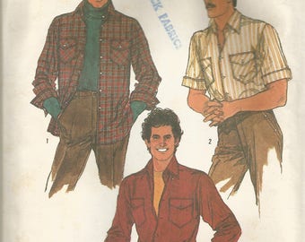 Vintage Simplicity Men'x Button Down Shirt Pattern Size 38 Chest 38 circa 1984