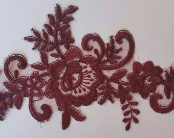 1 appliqué organza lace Burgundy scrapbooking