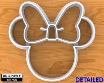 Minnie Mouse Cookie Cutter, Detailed Or Outlined, Selectable sizes.