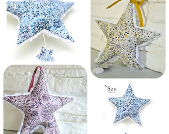 Musical mobile, musical star, star music box, mobile musical baby, birth gift, Liberty Adelajda to choose, musical doudou